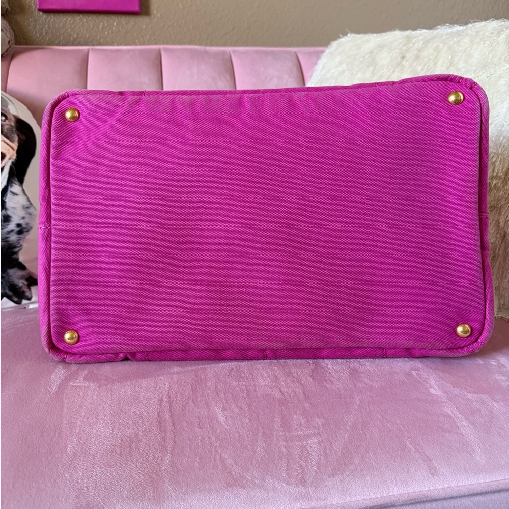 💯 AUTHENTIC PRADA CANAPA Fuchsia Hot Pink Tote Bag. Extra Large - Picture 14 of 16
